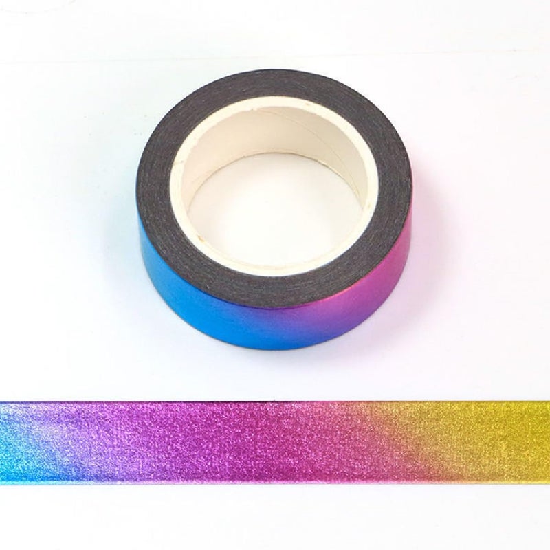 Syntego Solid Foil Washi Tape Decorative Self Adhesive Masking Tape 15mm x 10 Meters (Rainbow) - Image 1